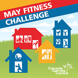 virtual fitness challenge header with active silhouettes working out at home